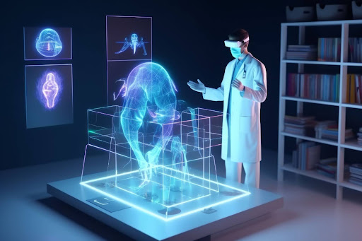 Doctor using AI technology