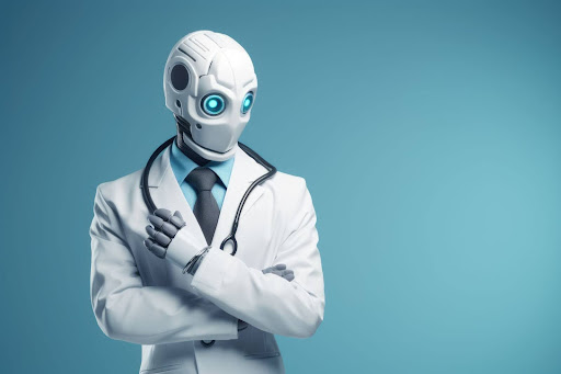 Robotic therapist wearing a stethoscope