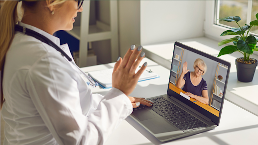 Doctor interacting with a patient over a video call