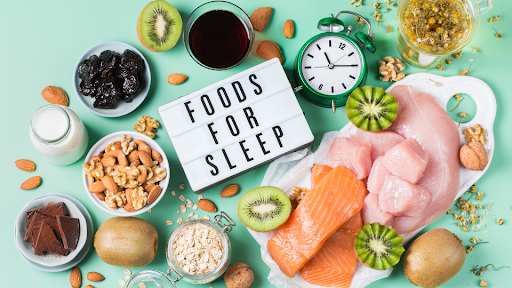 Numerous foods that are good for sleep displayed