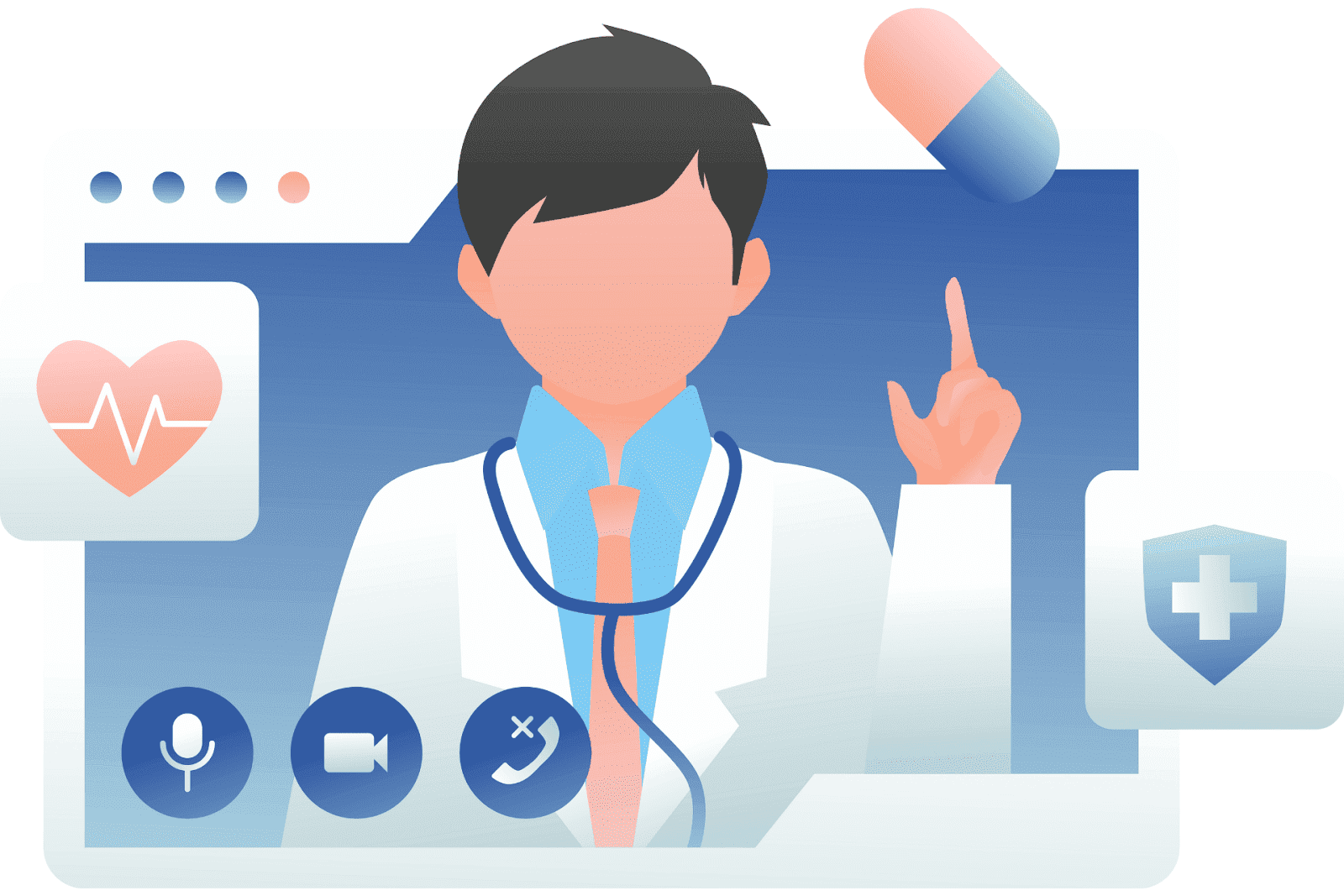 Illustration of an online doctor consultation.