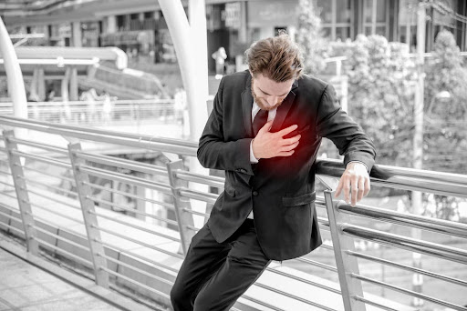 Man feeling extreme chest pain