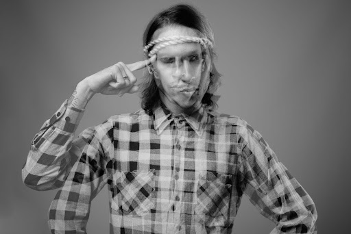 Man Standing portraying multiple personalities