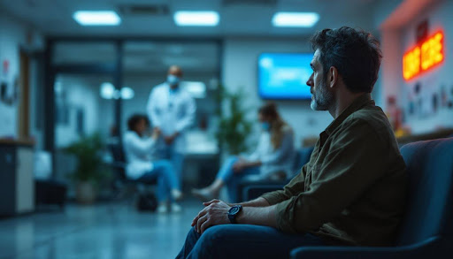 Man waiting at Urgent Care