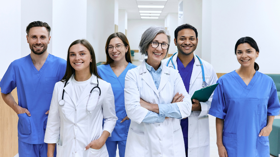 Group of medical professions together