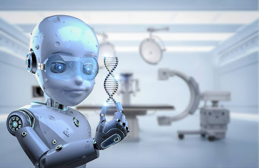 Robot holding DNA helix