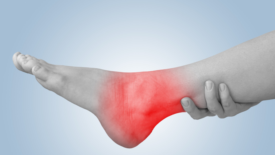 Foot showing illustration for pain on ankle