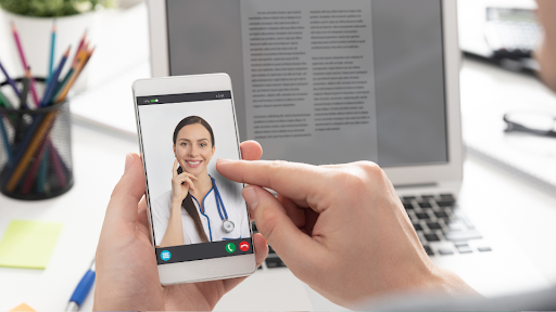 Telehealth video call on phone with Doctor