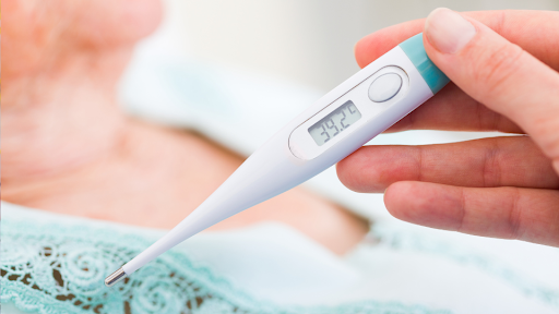 Thermometer showing temperature for a high fever