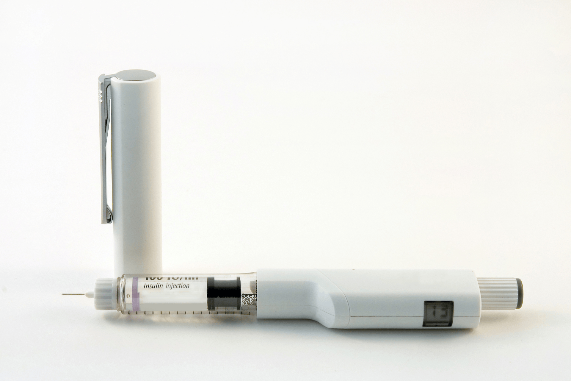 An insulin injection pen used to deliver precise doses of insulin for diabetes management.