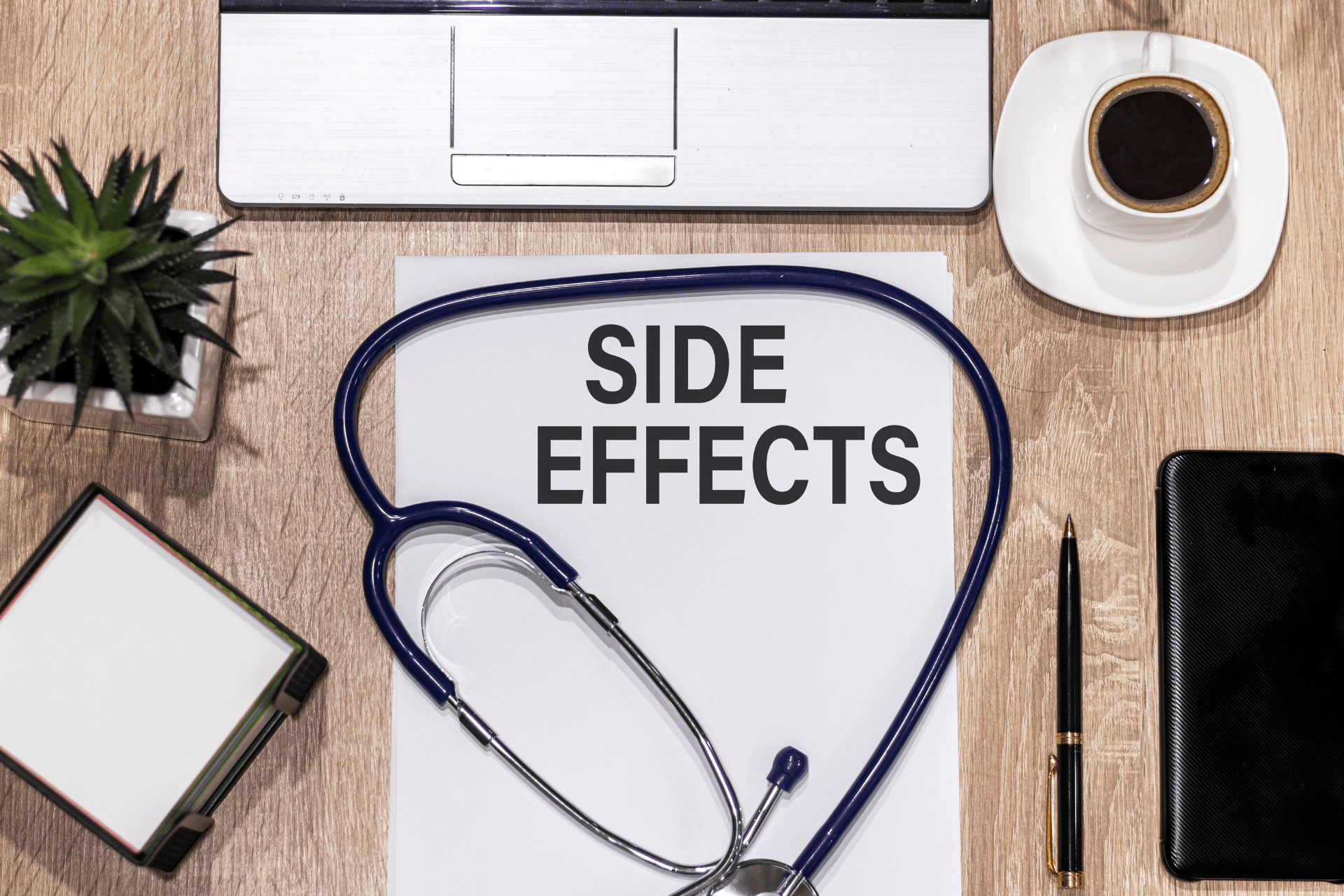 Medical workspace highlighting medication side effects.